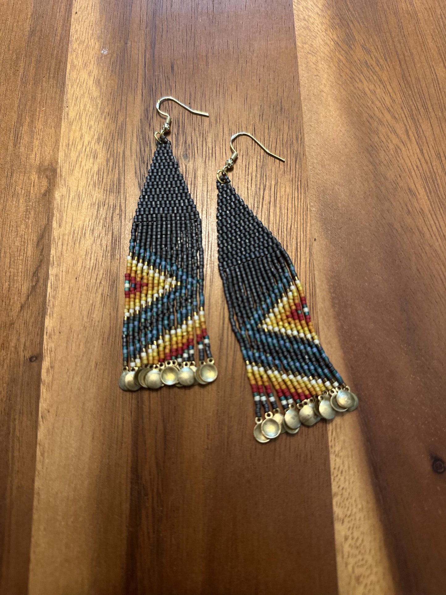 Hand-Beaded Fringe Earrings