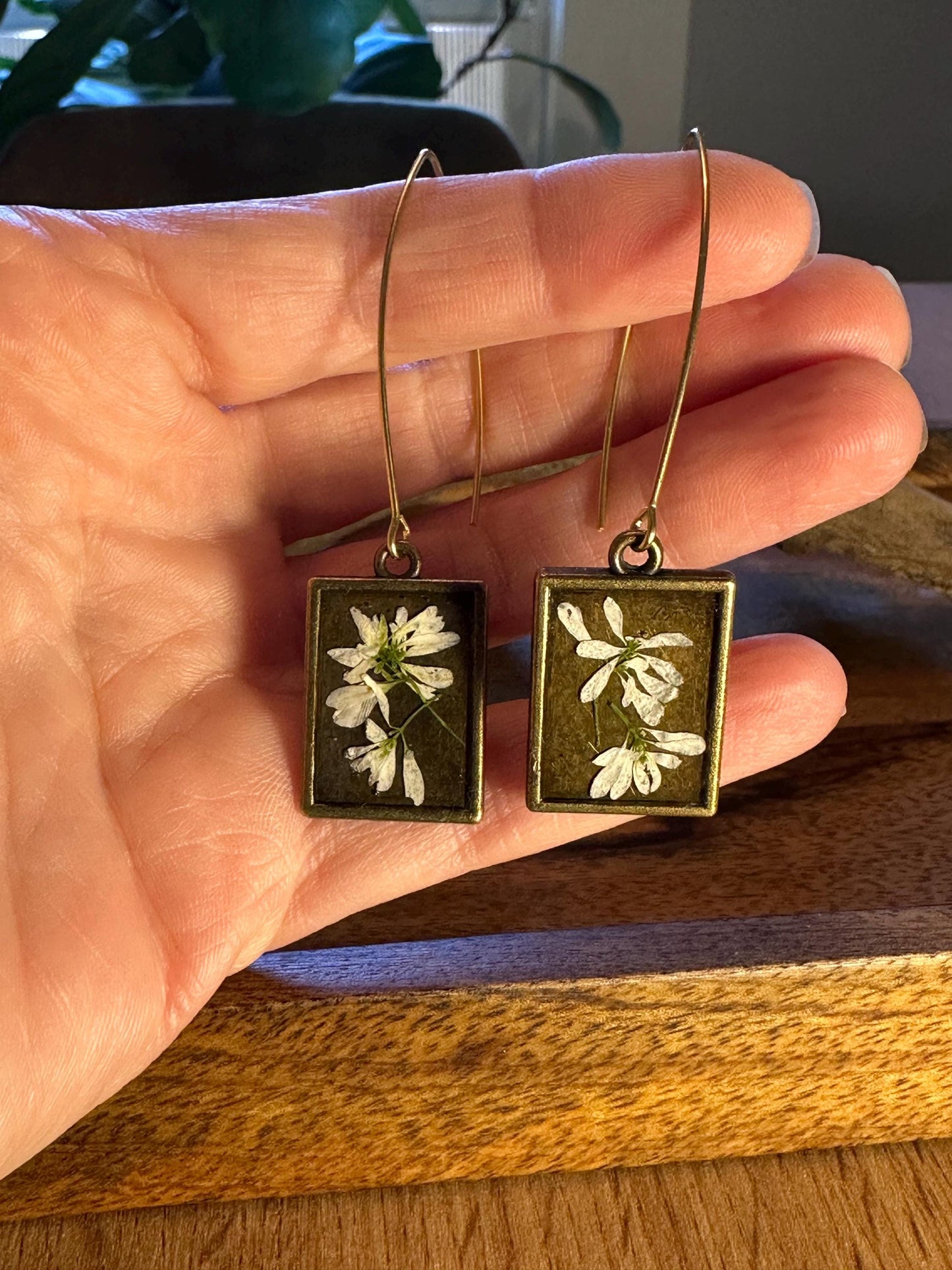 Resin and pressed flower earrings