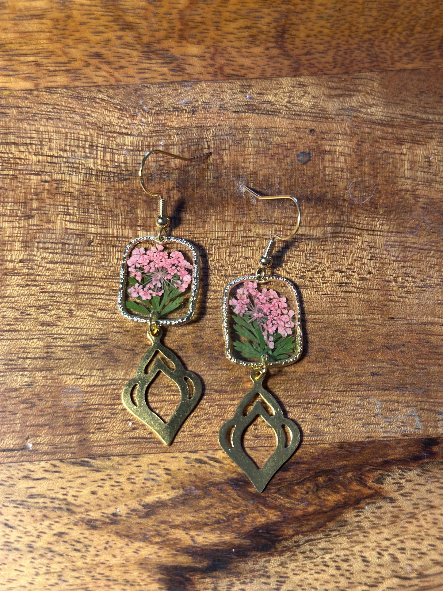 Resin and pressed flower earrings