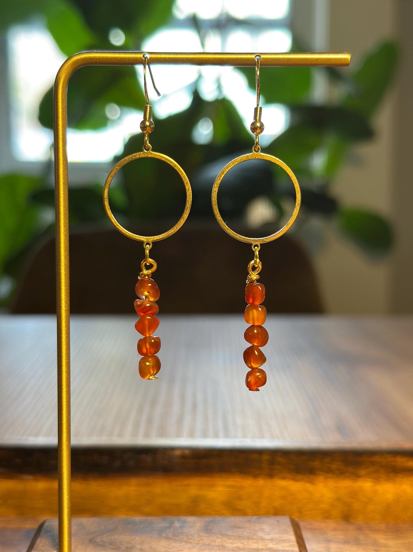 Beaded carnelian earrings