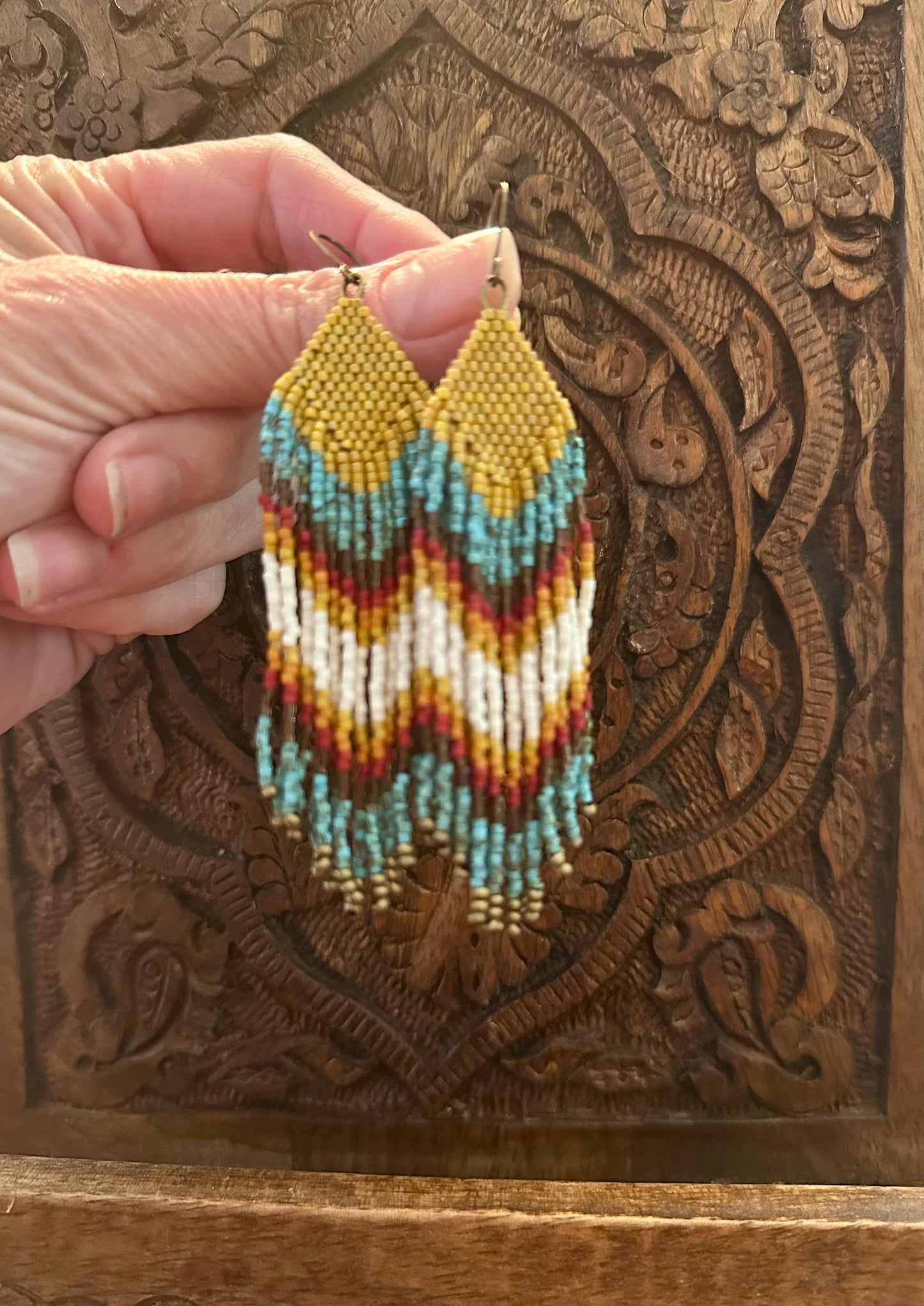 Hand-Beaded Fringe Earrings