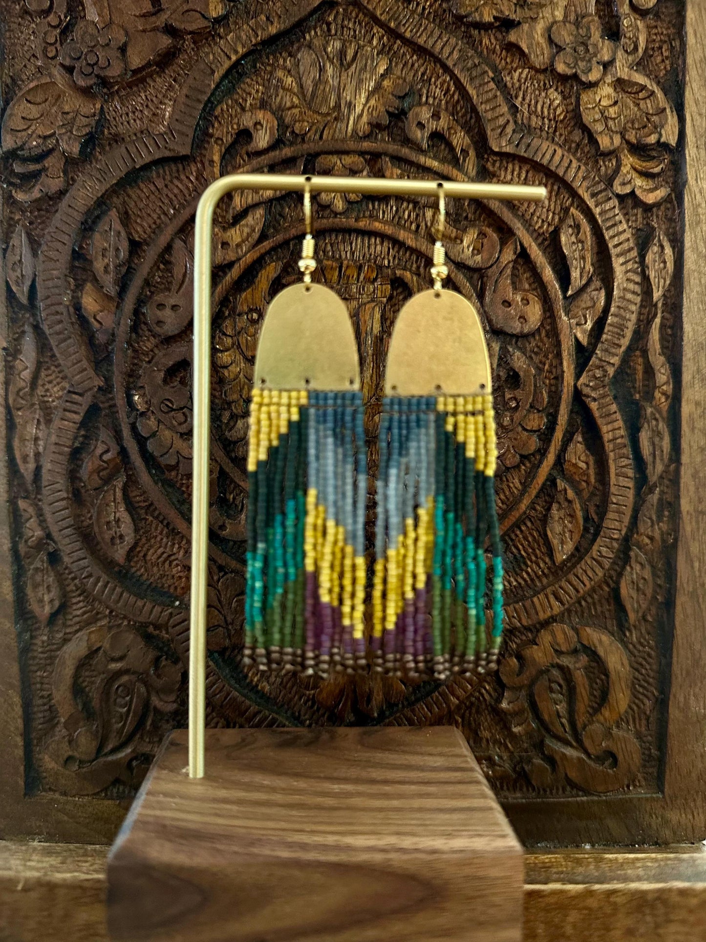 Hand-Beaded Fringe Earrings