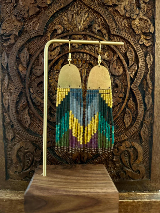 Hand-Beaded Fringe Earrings