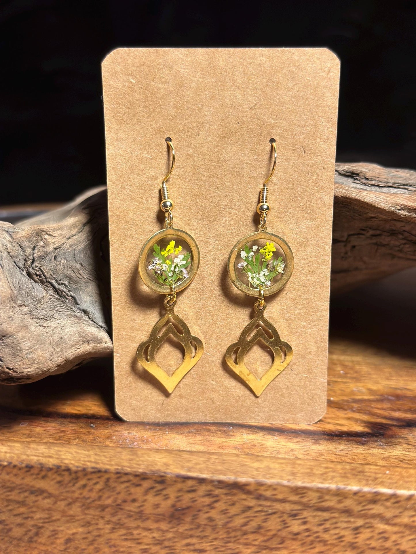 Resin and pressed flower earrings
