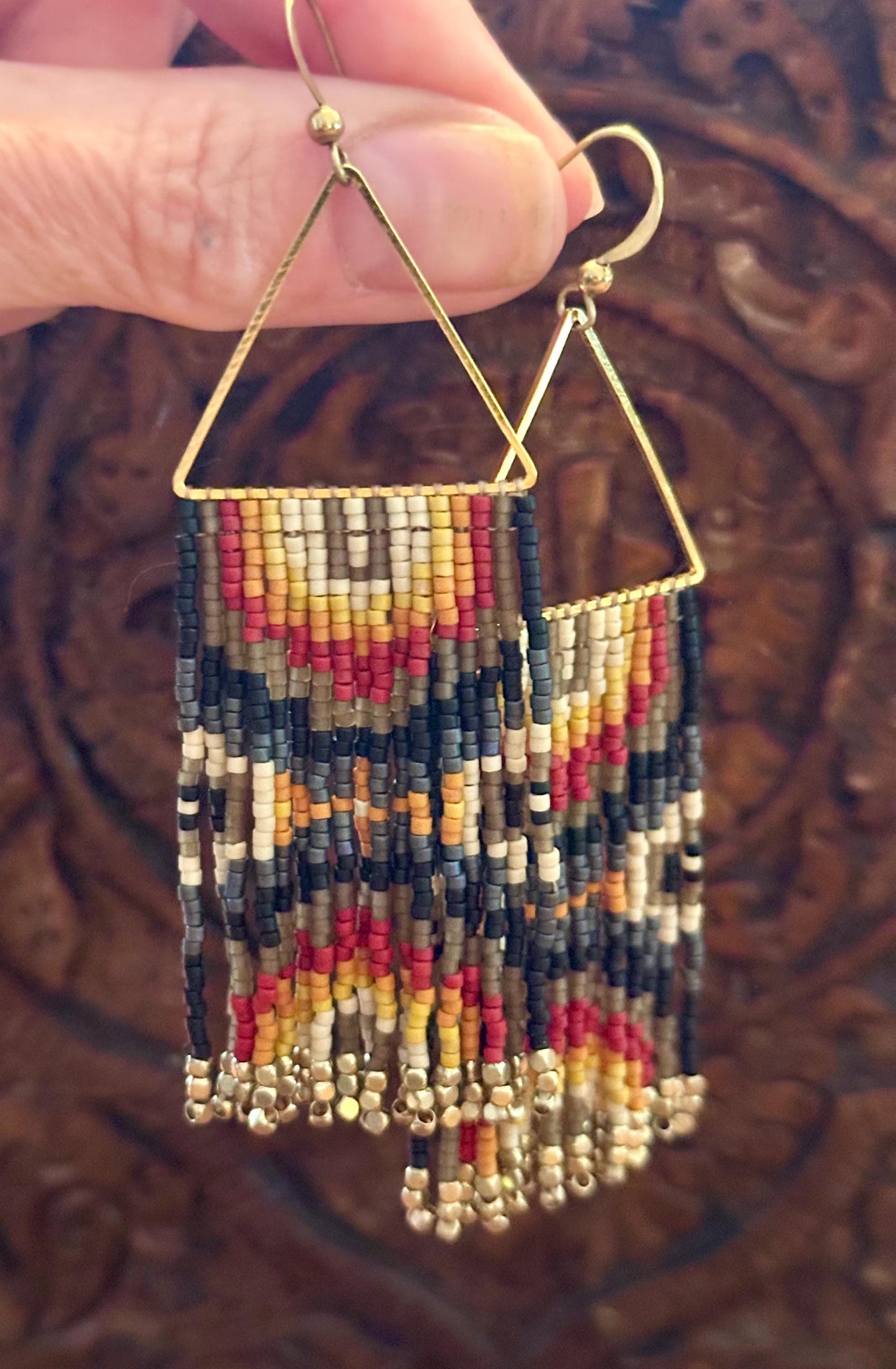 Hand-Beaded Fringe Earrings