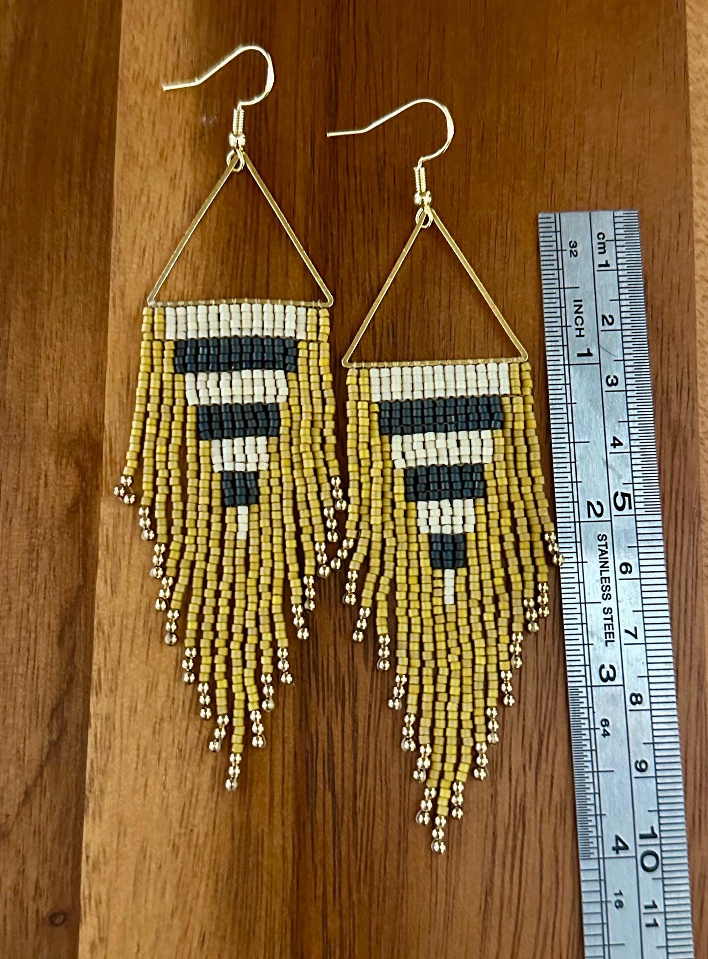 Hand-Beaded Fringe Earrings