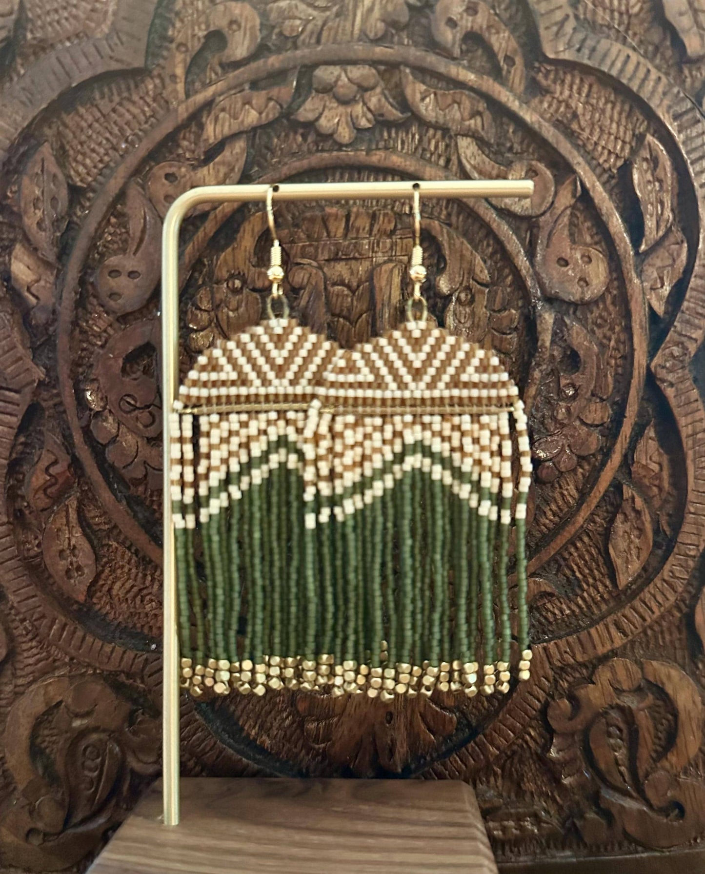 Hand-Beaded Fringe Earrings