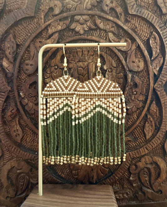 Hand-Beaded Fringe Earrings