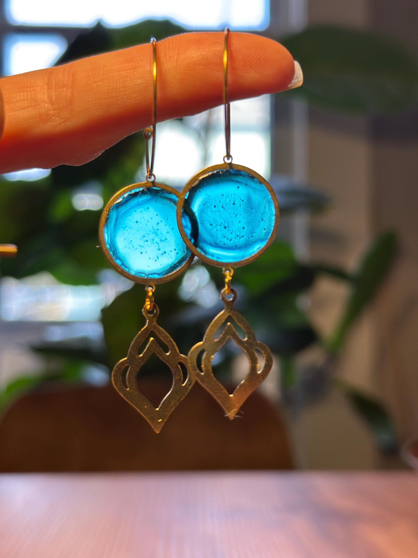 Resin and beaded earrings