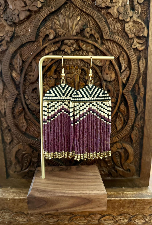 Hand-Beaded Fringe Earrings