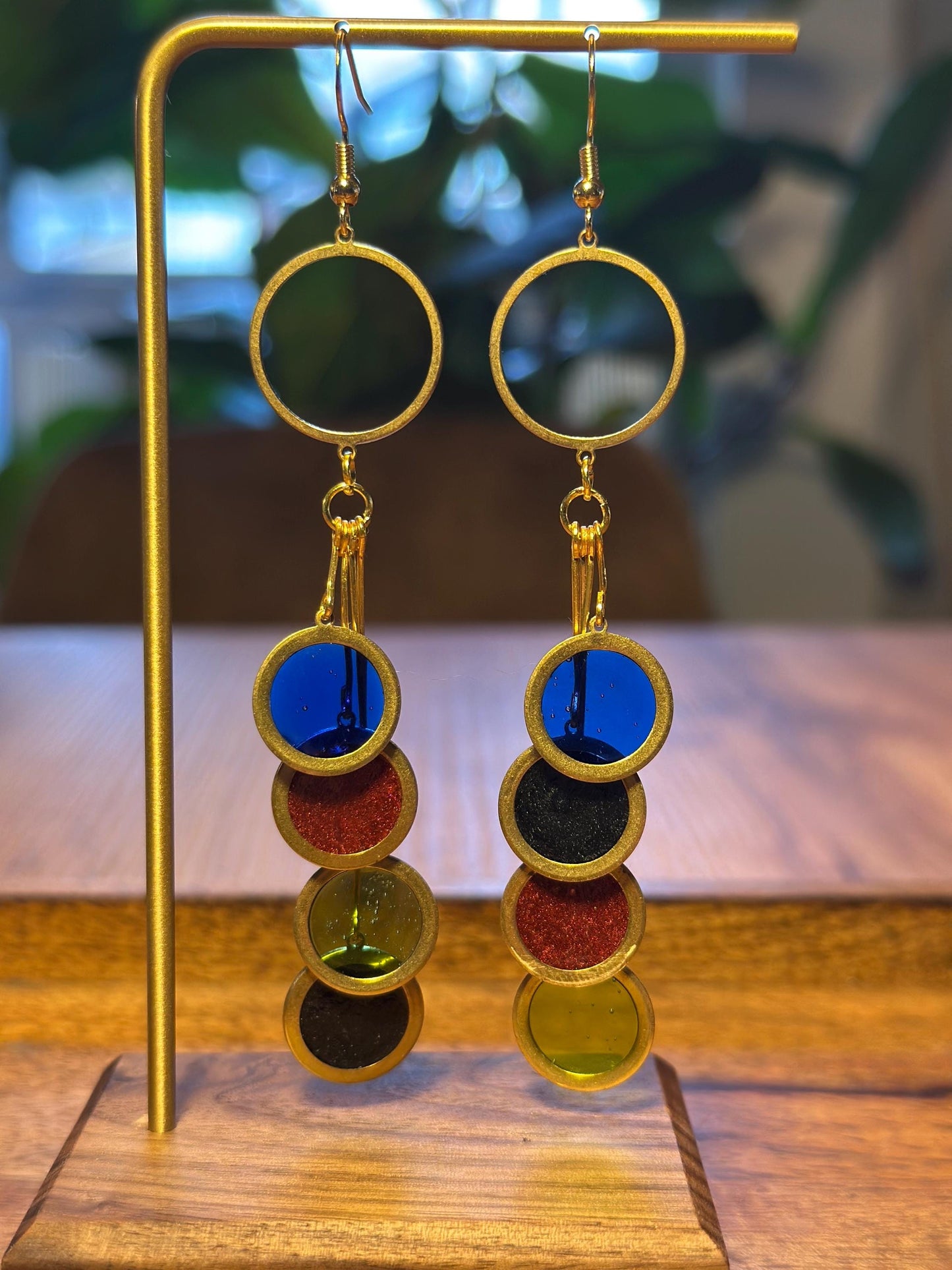 Resin and beaded earrings