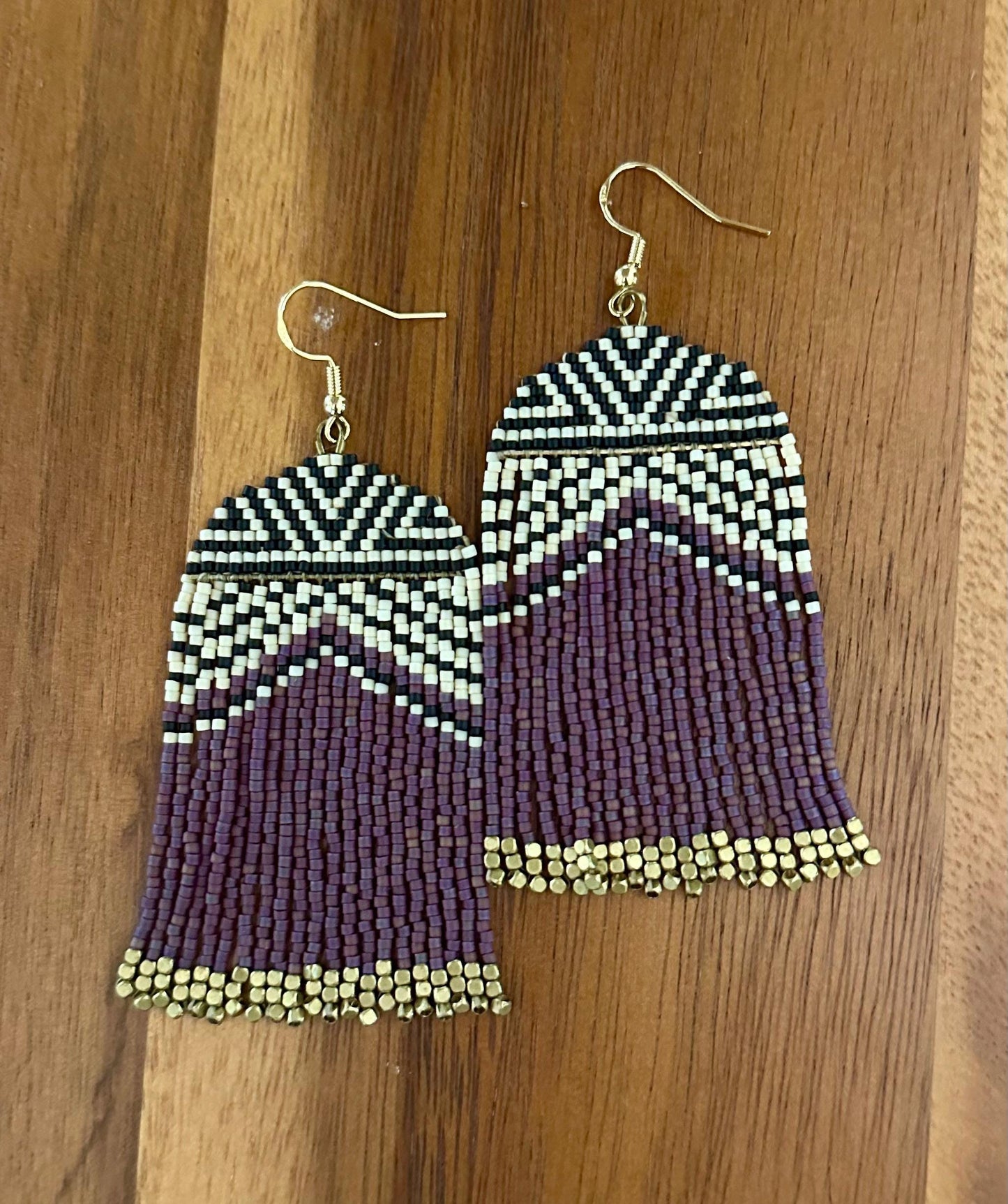 Hand-Beaded Fringe Earrings