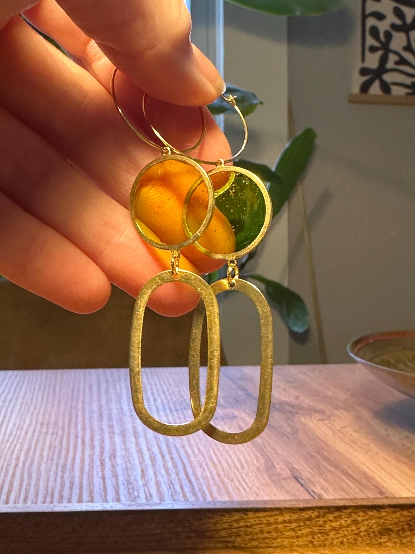 Resin and beaded earrings