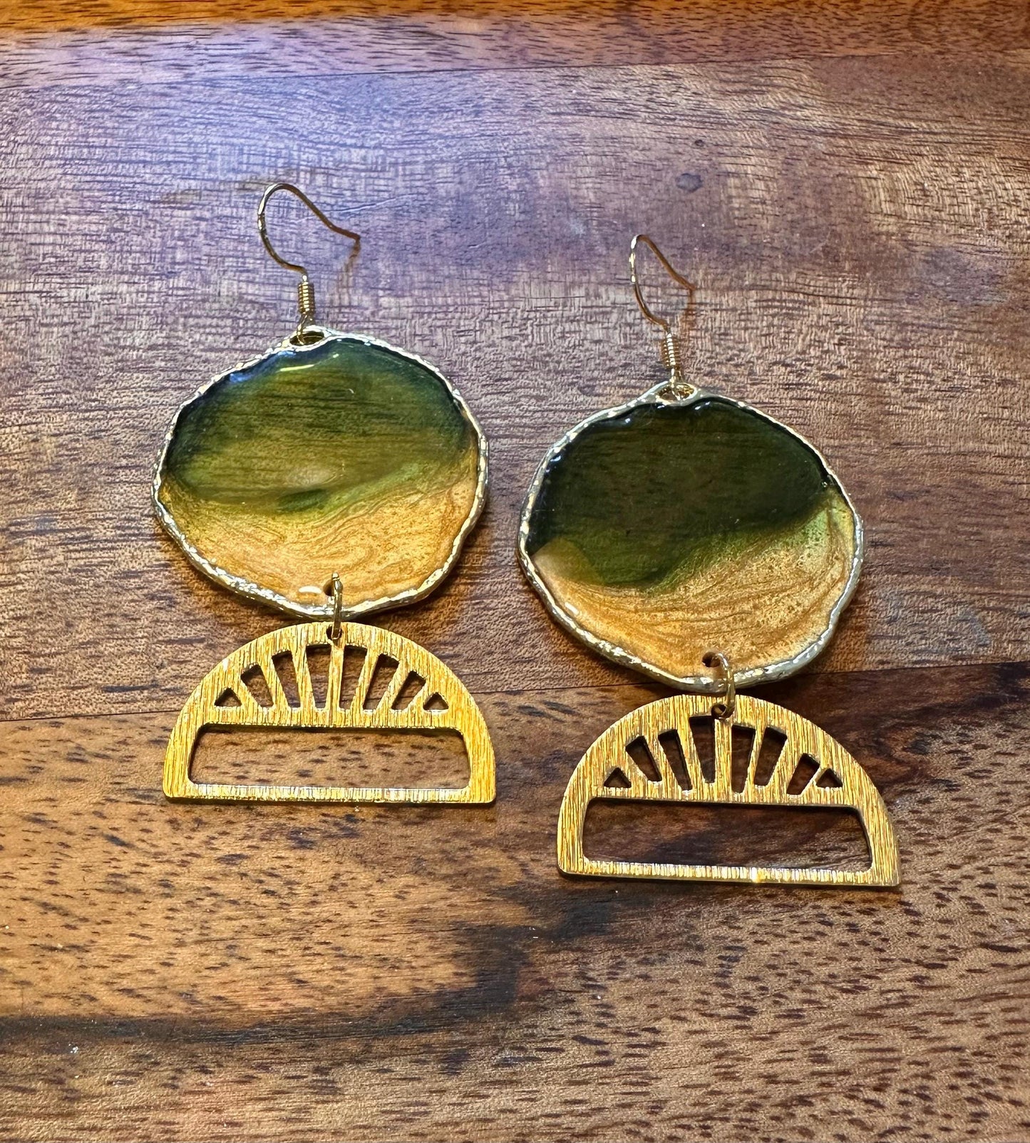 Resin and beaded earrings