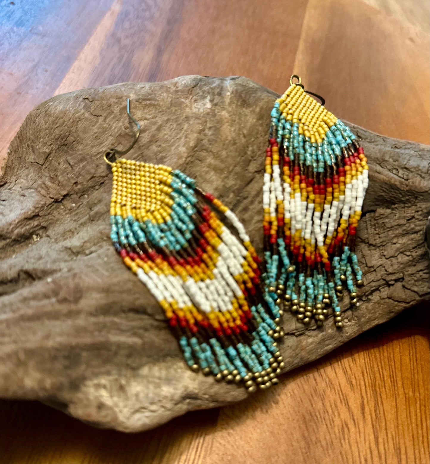 Hand-Beaded Fringe Earrings