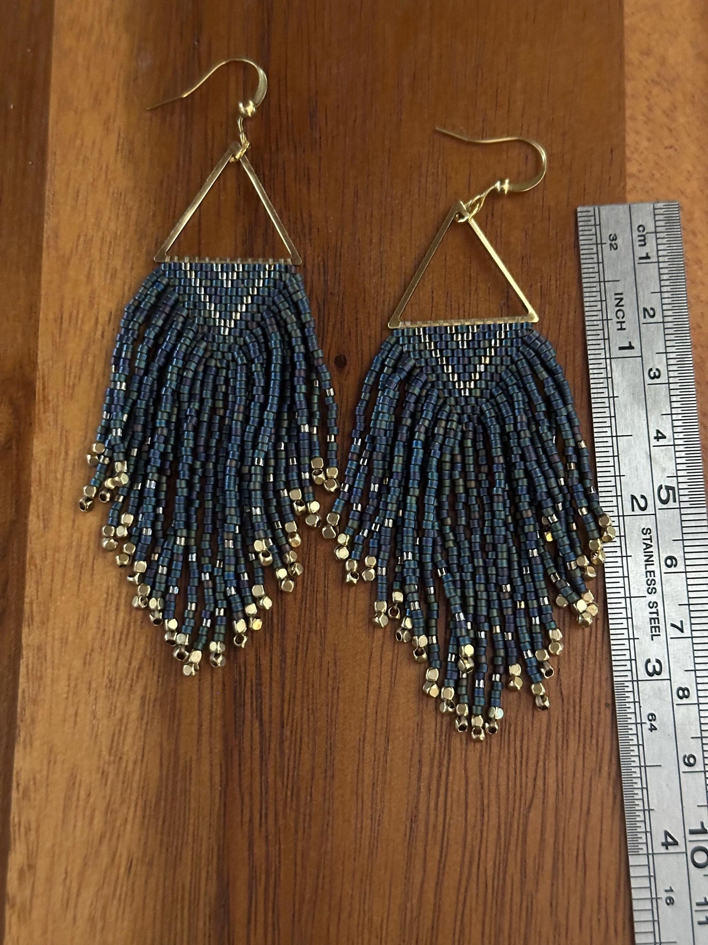 Hand-Beaded Fringe Earrings