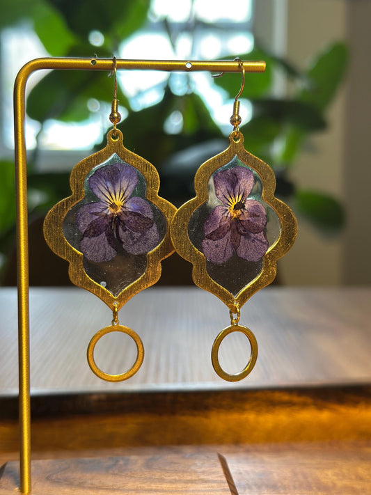 Resin and pressed flower earrings
