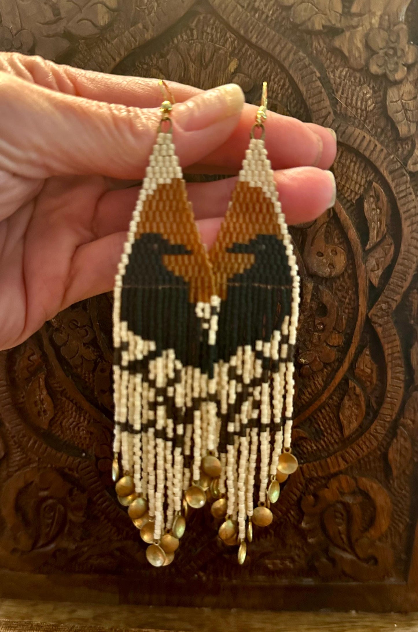 Hand-Beaded Fringe Earrings