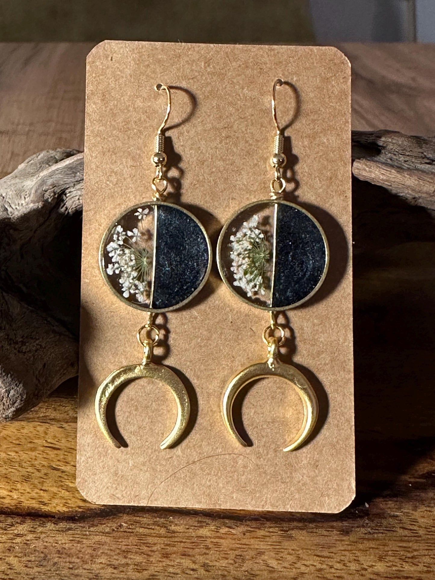 Resin and pressed flower earrings