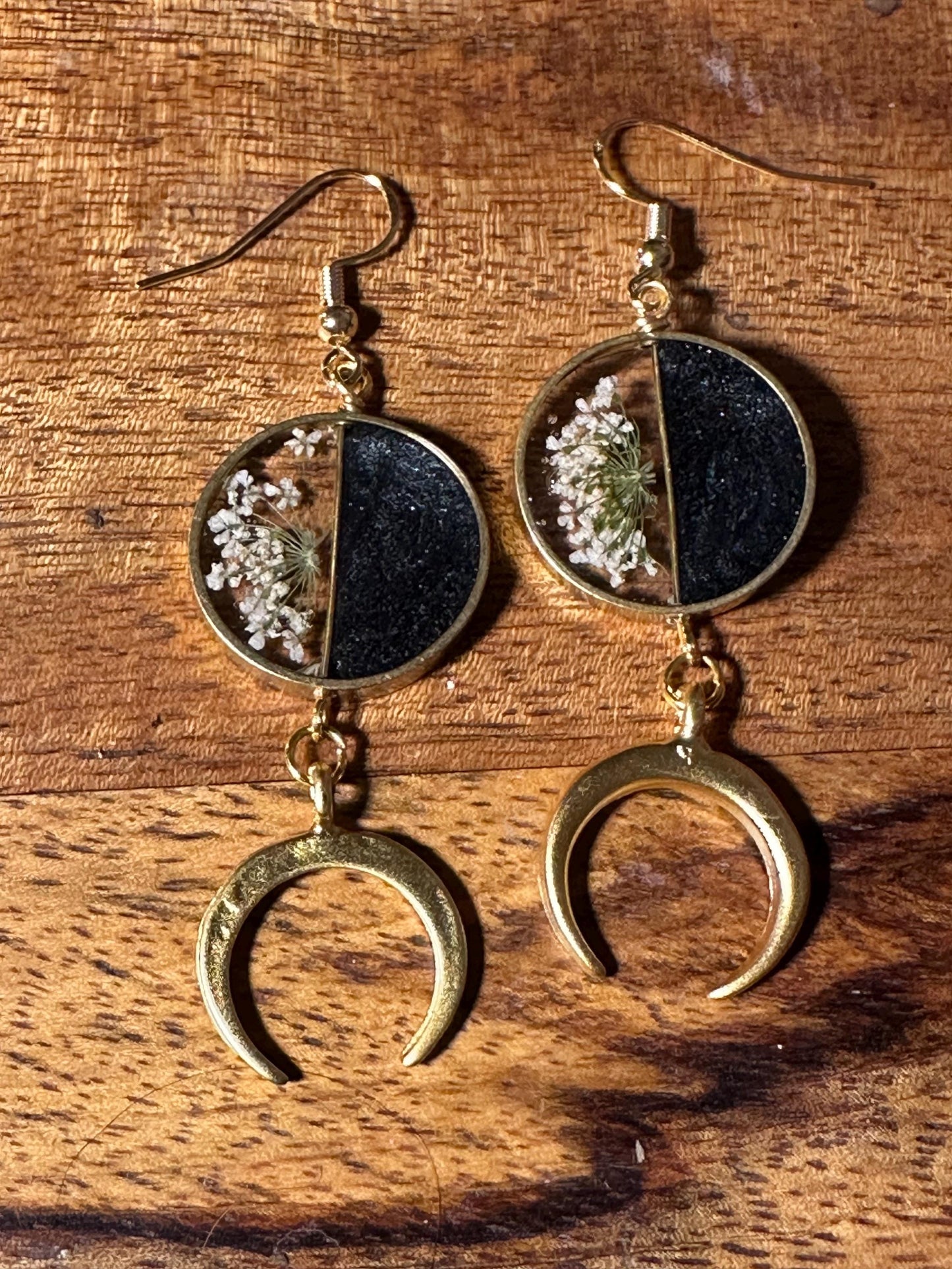 Resin and pressed flower earrings