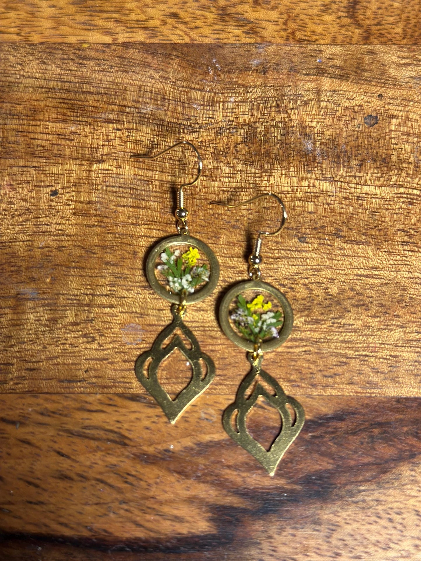 Resin and pressed flower earrings