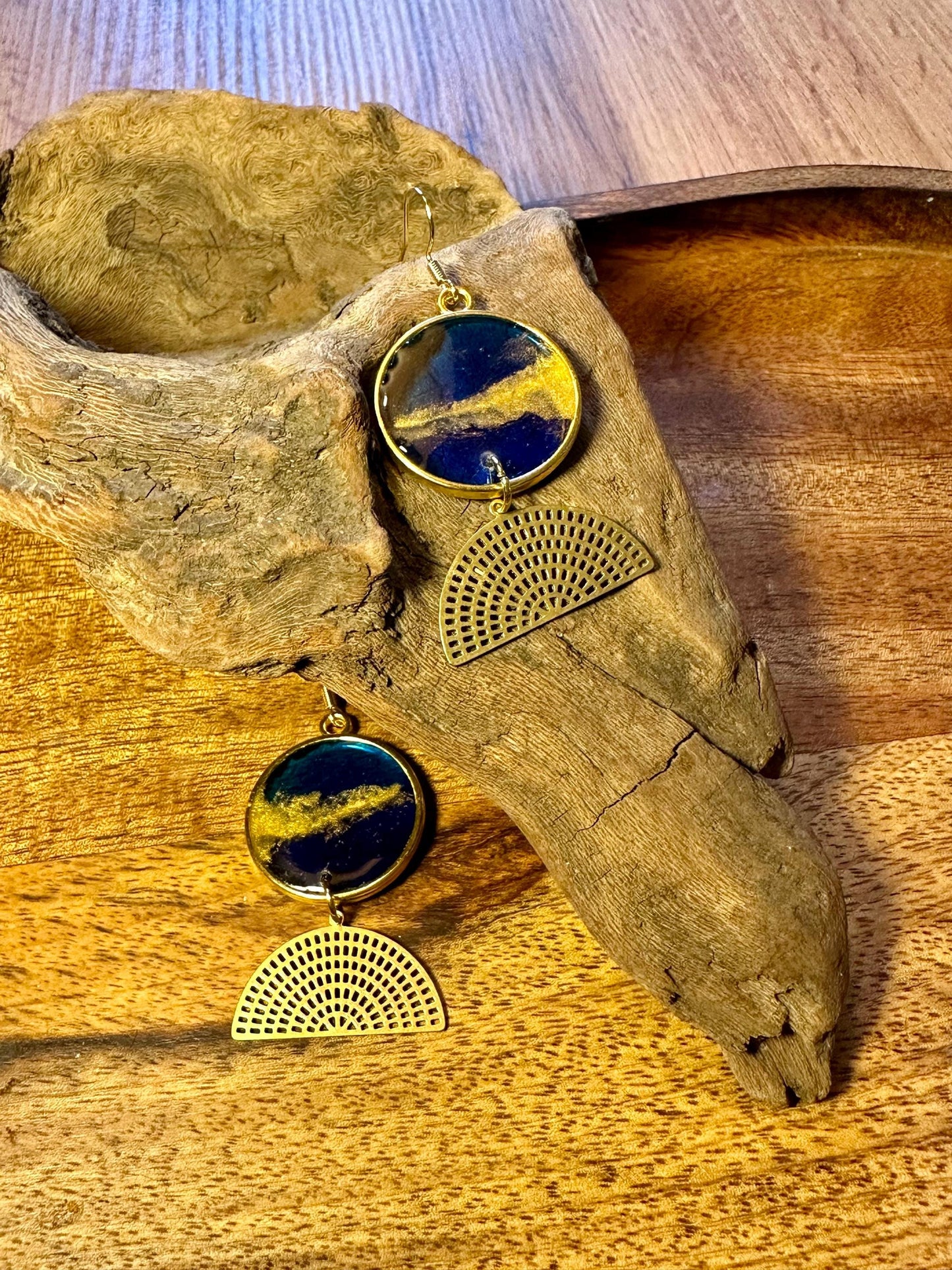 Resin and beaded earrings