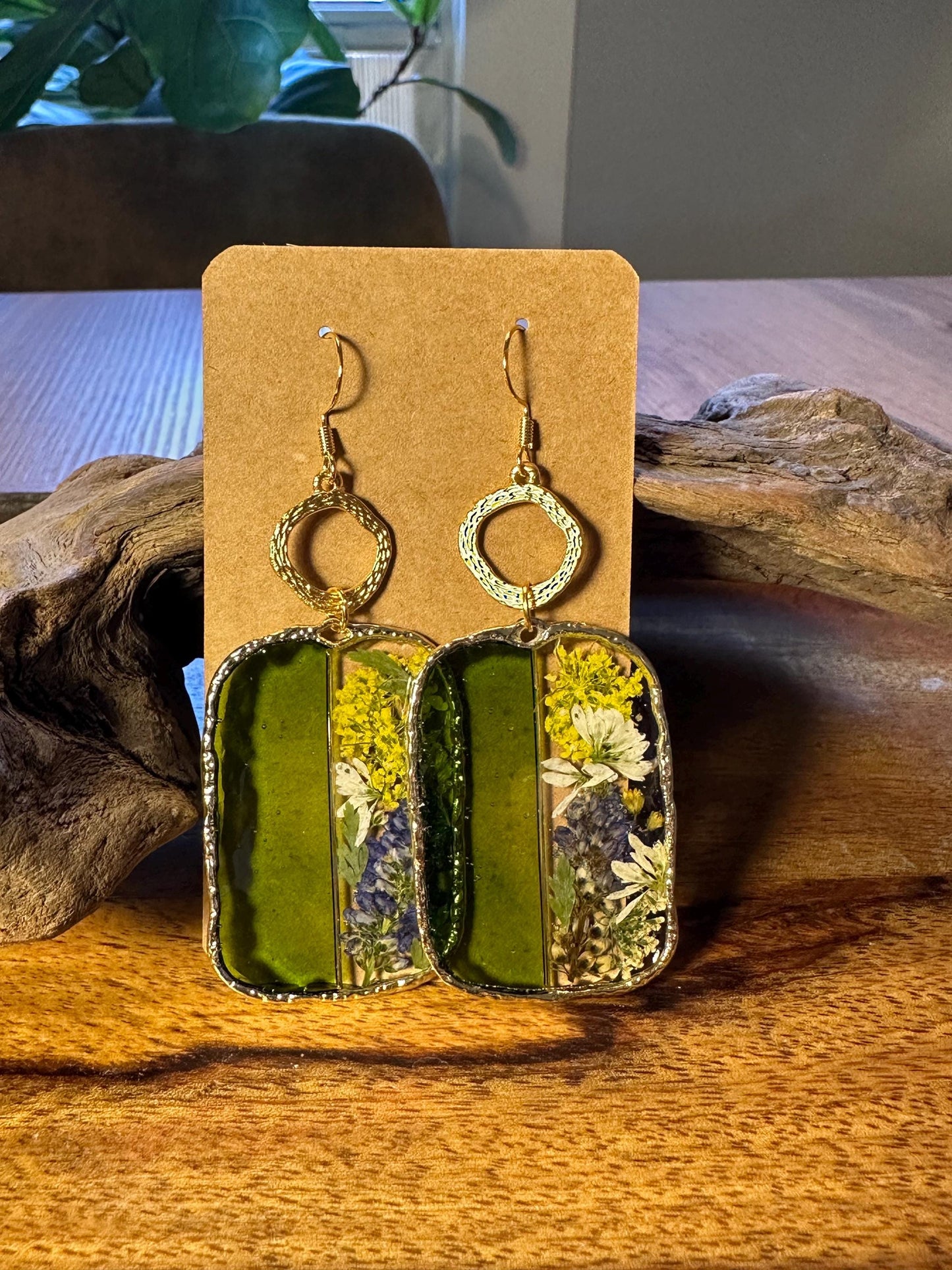 Resin and pressed flower earrings