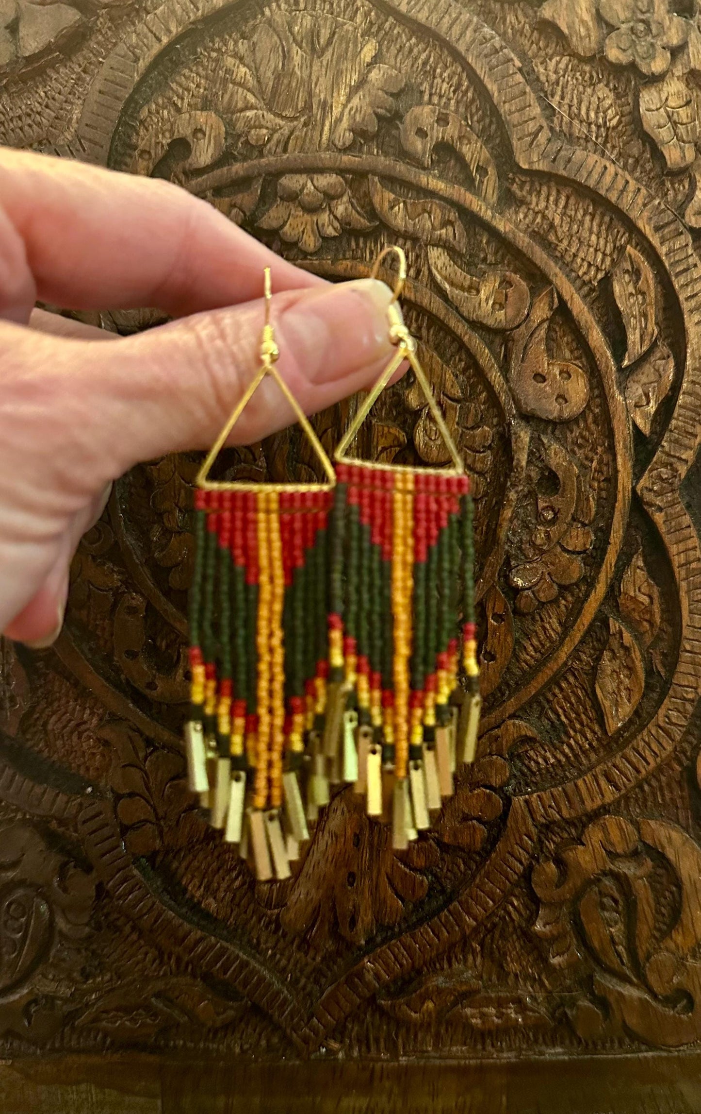 Hand-Beaded Fringe Earrings