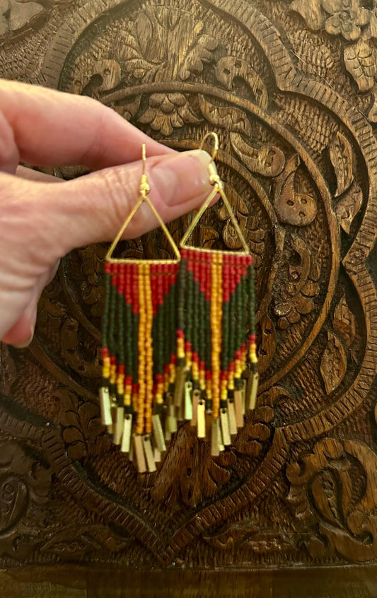 Hand-Beaded Fringe Earrings