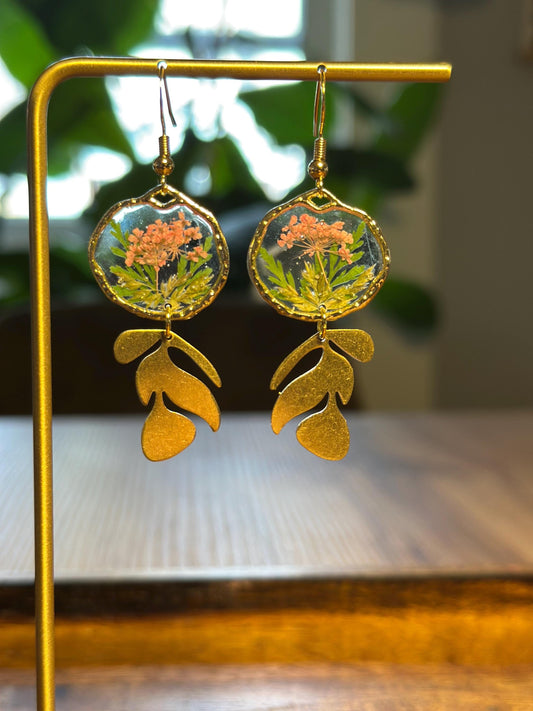 Resin and pressed flower earrings