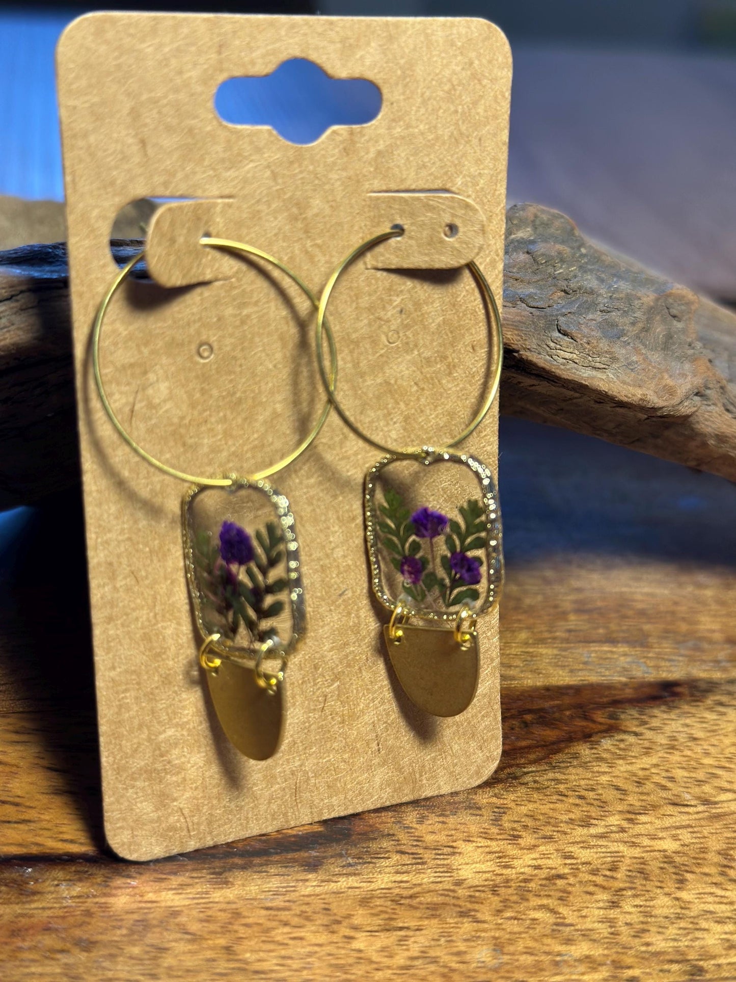 Resin and pressed flower earrings