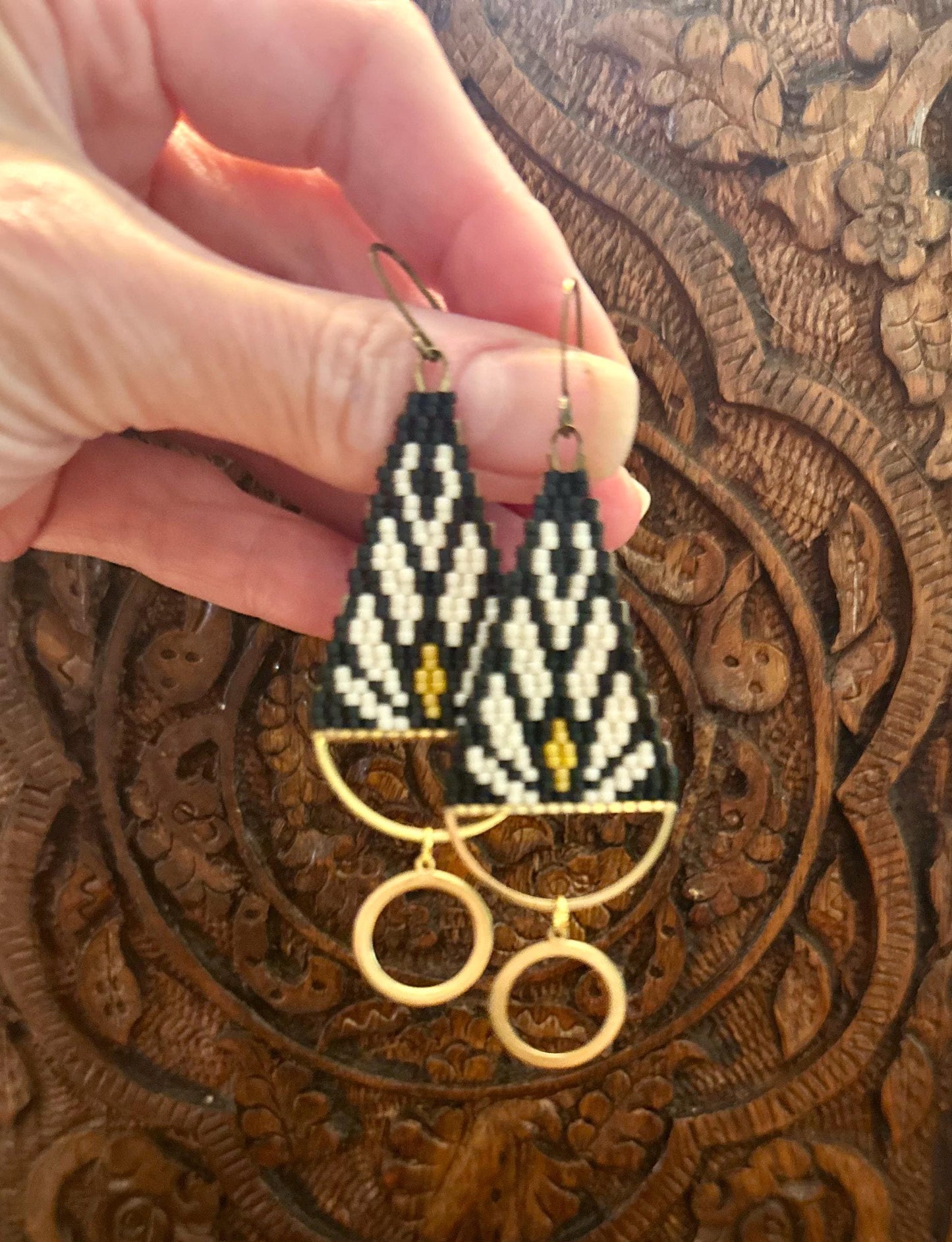 Hand-Beaded Fringe Earrings