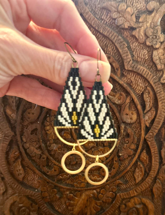 Hand-Beaded Fringe Earrings