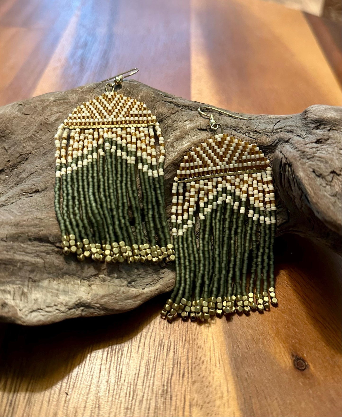 Hand-Beaded Fringe Earrings