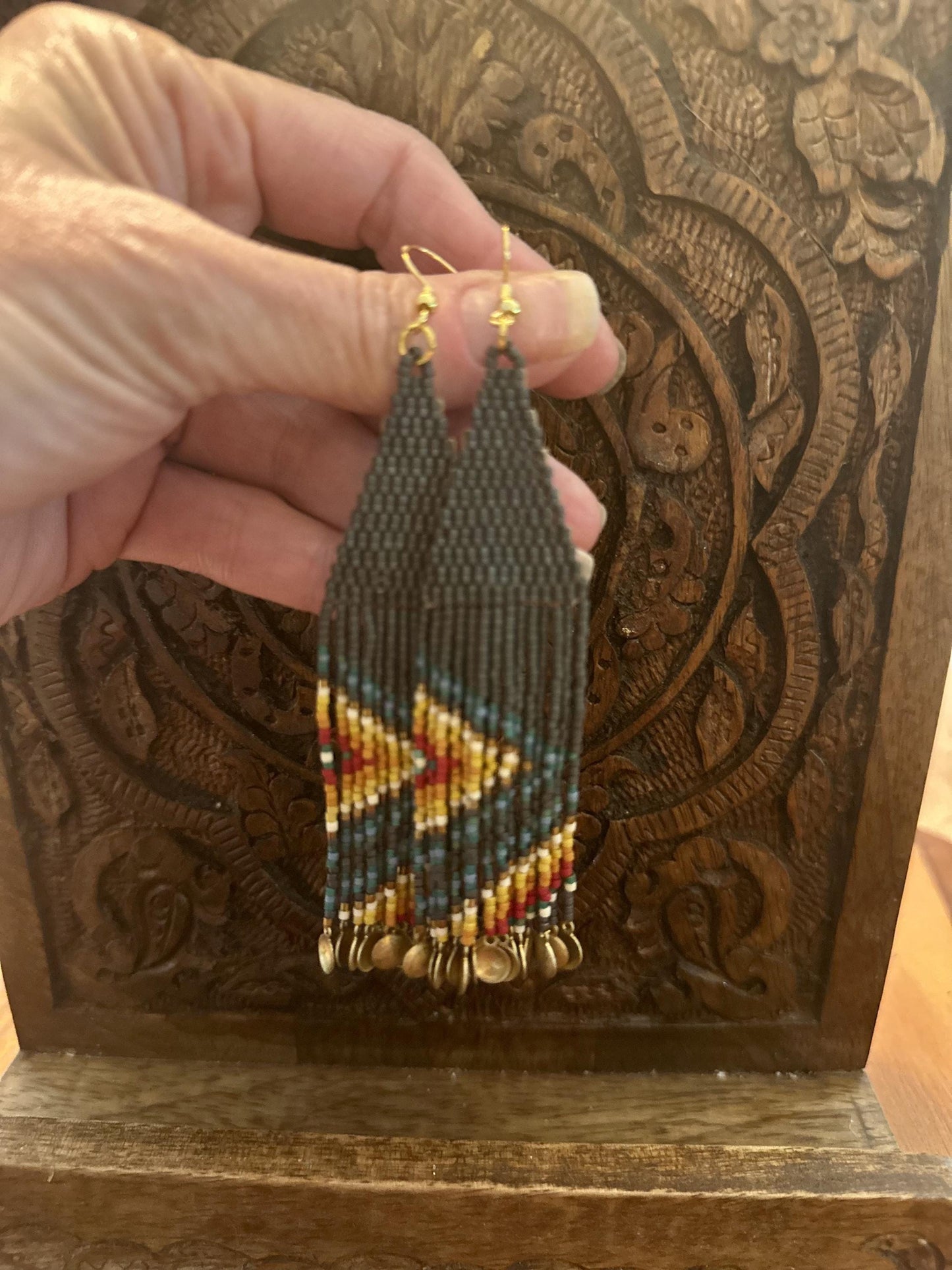 Hand-Beaded Fringe Earrings