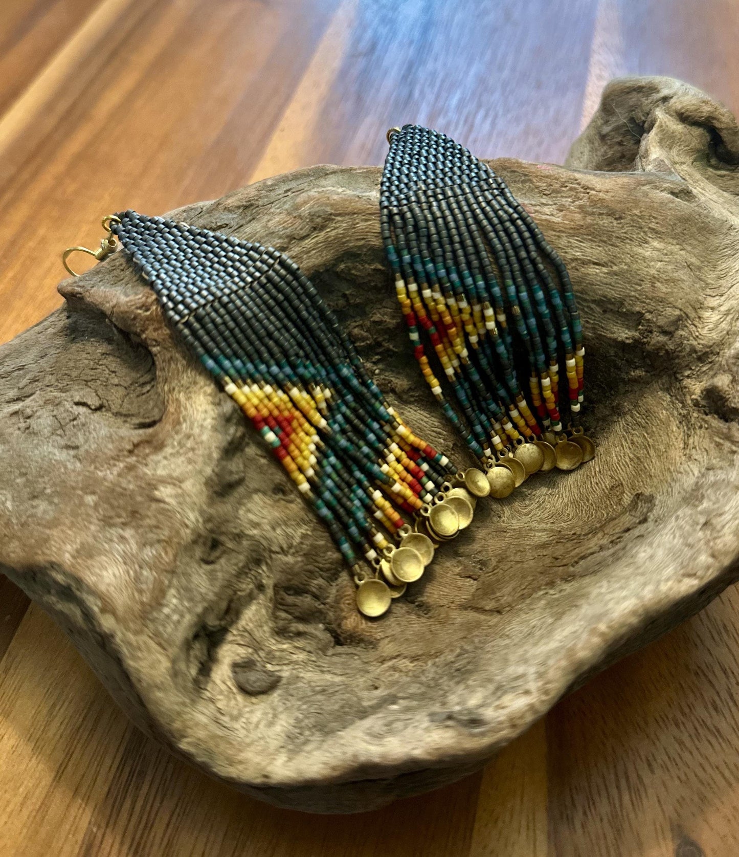 Hand-Beaded Fringe Earrings