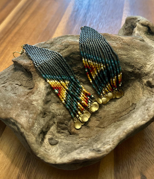 Hand-Beaded Fringe Earrings