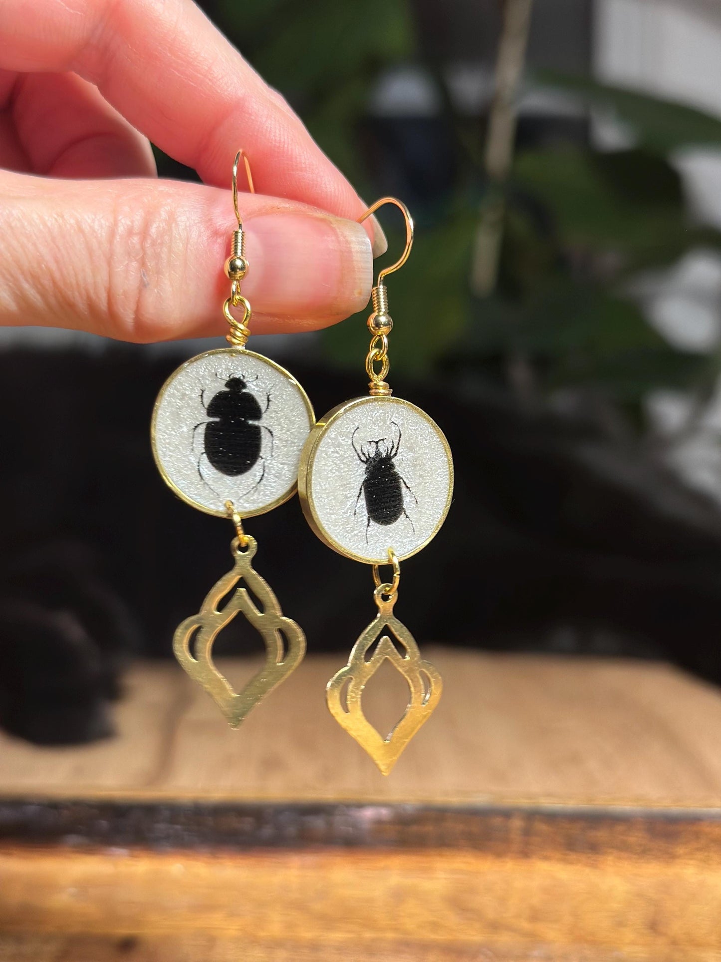 Resin and beaded earrings