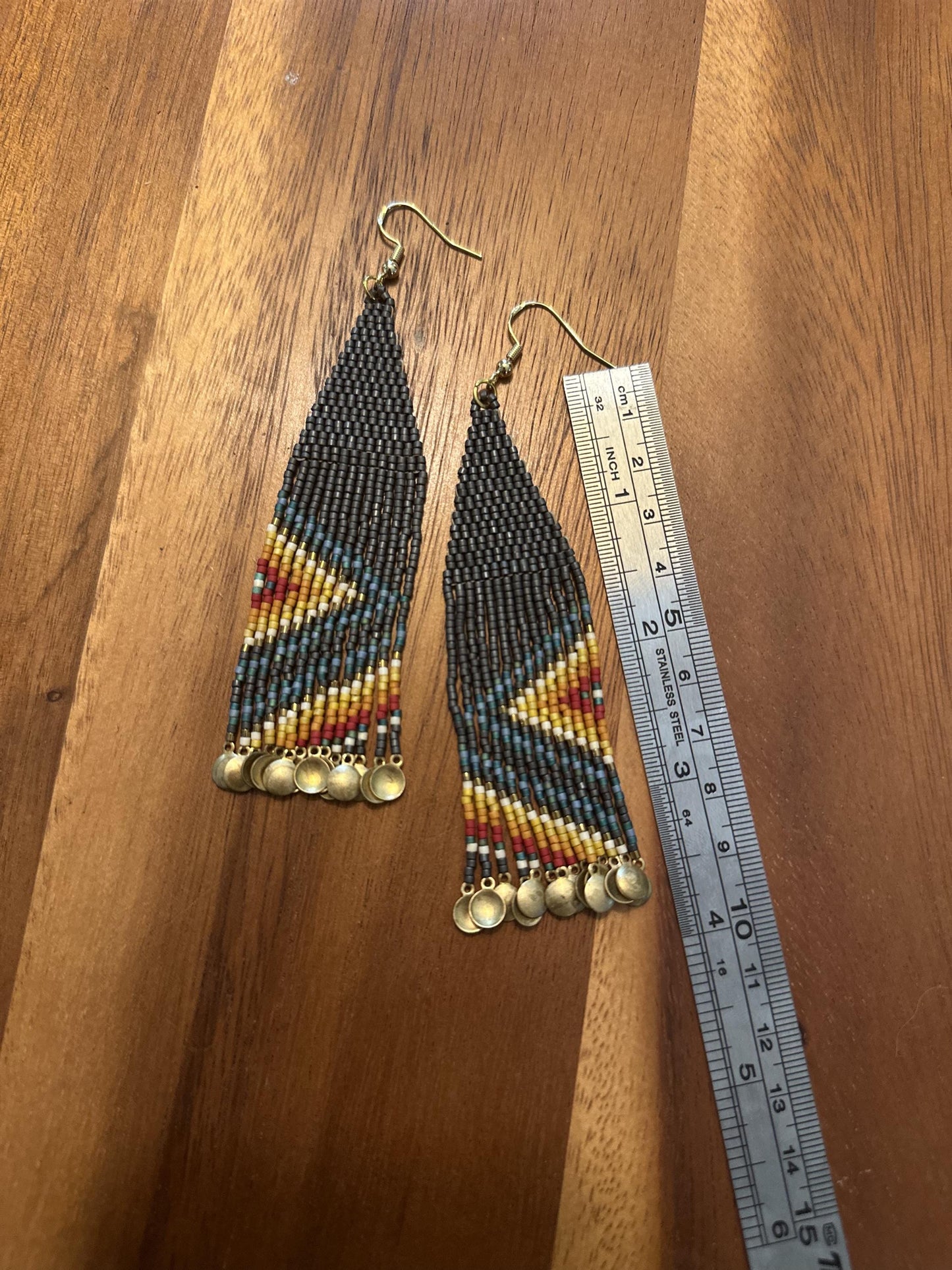 Hand-Beaded Fringe Earrings