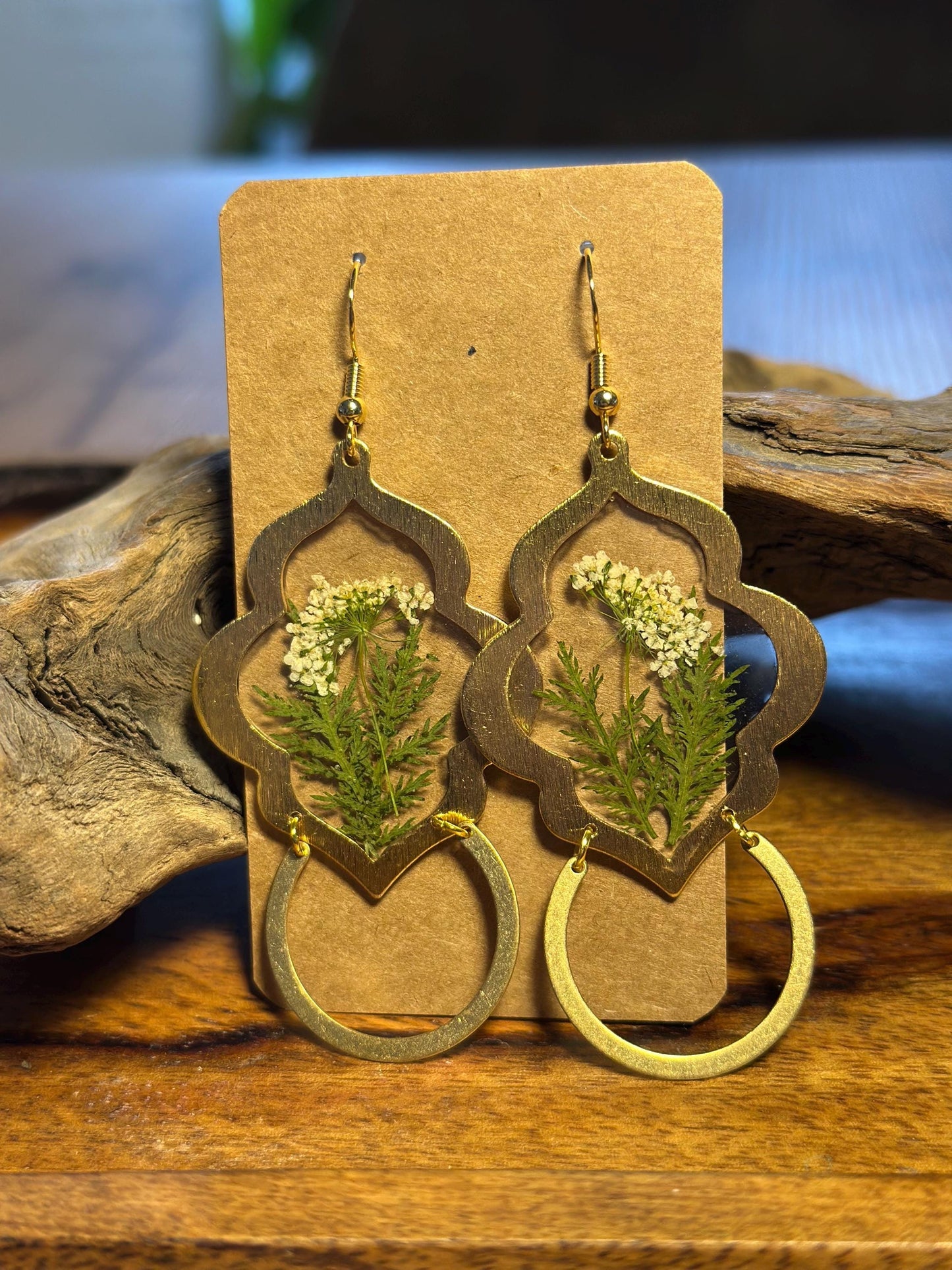 Resin and pressed flower earrings