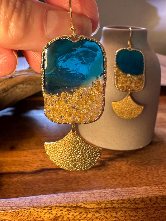 Resin and beaded earrings