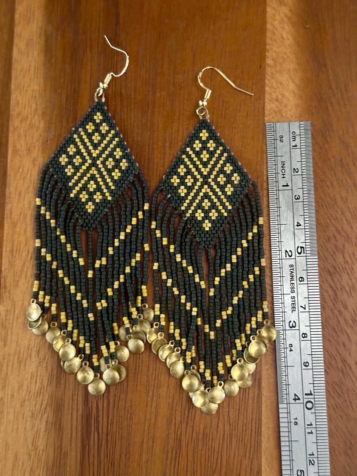 Hand-Beaded Fringe Earrings