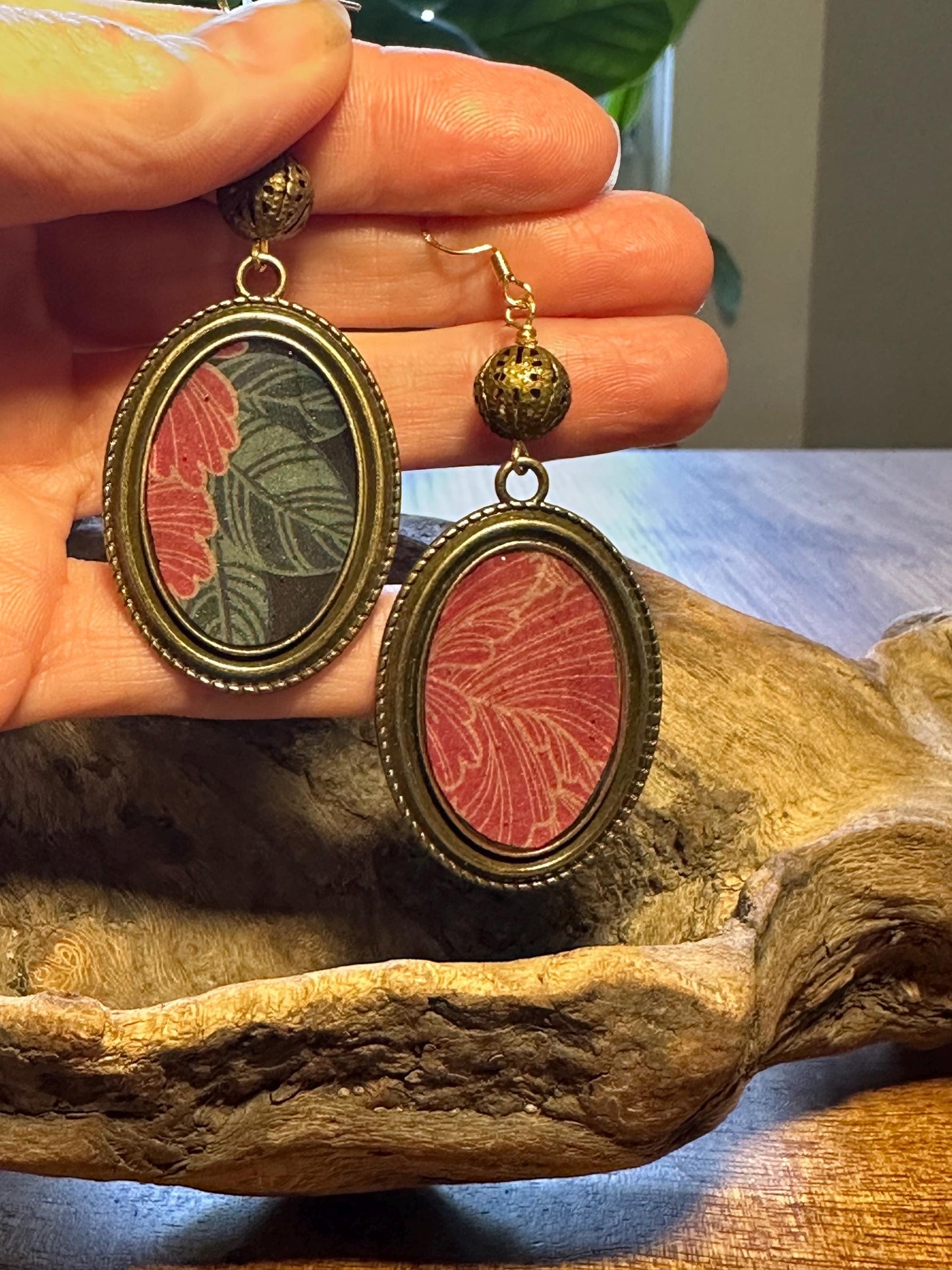 Resin and beaded earrings
