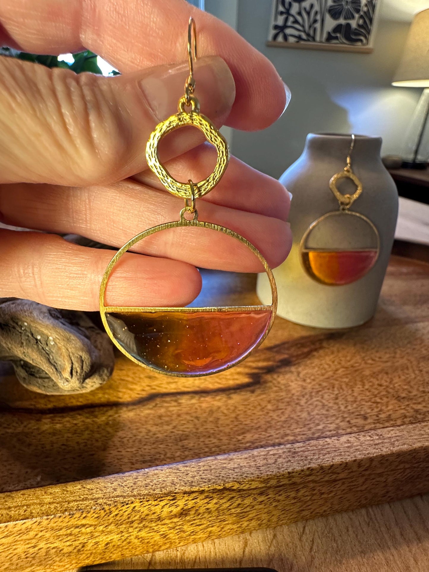 Resin and beaded earrings