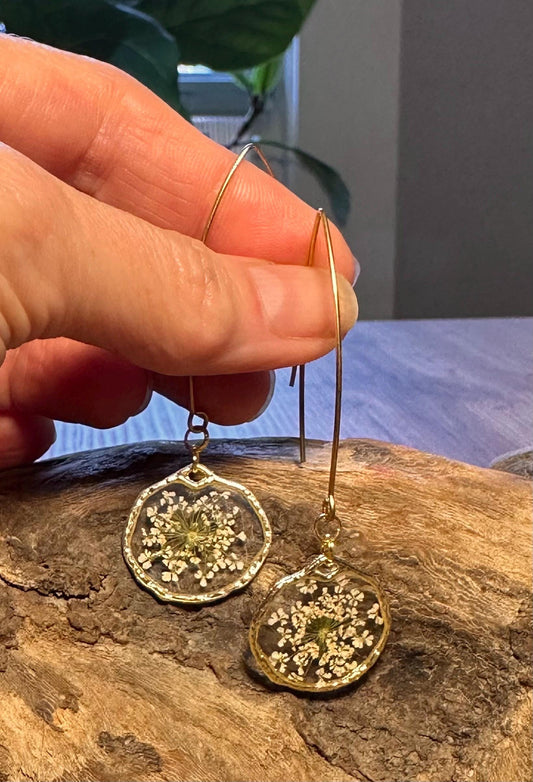 Resin and pressed flower earrings