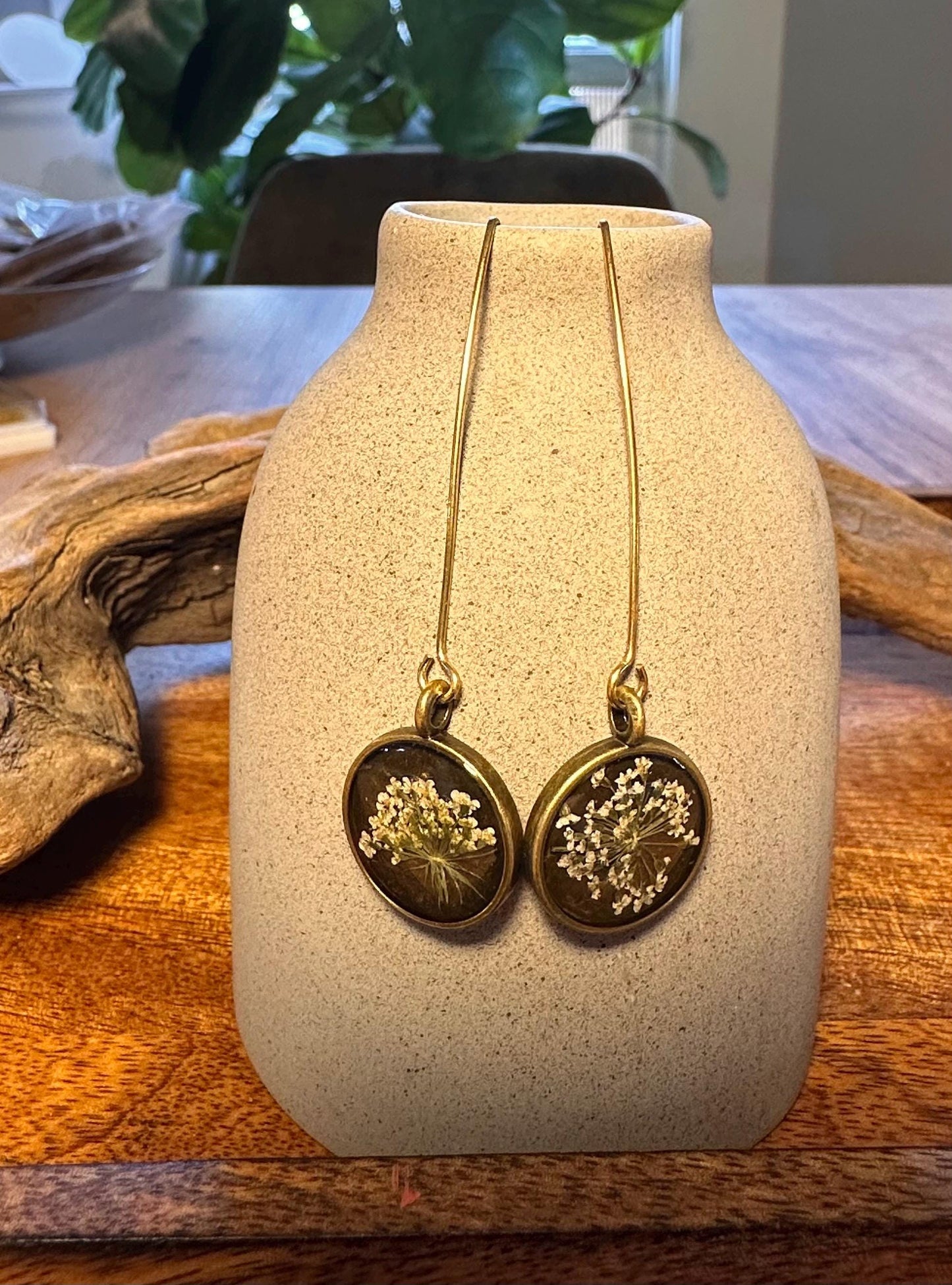 Resin and pressed flower earrings