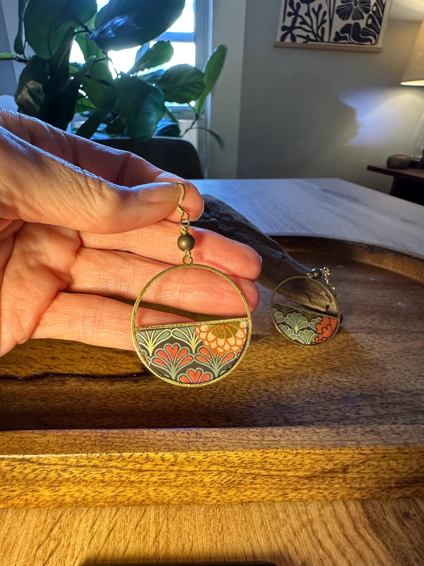 Resin and beaded earrings
