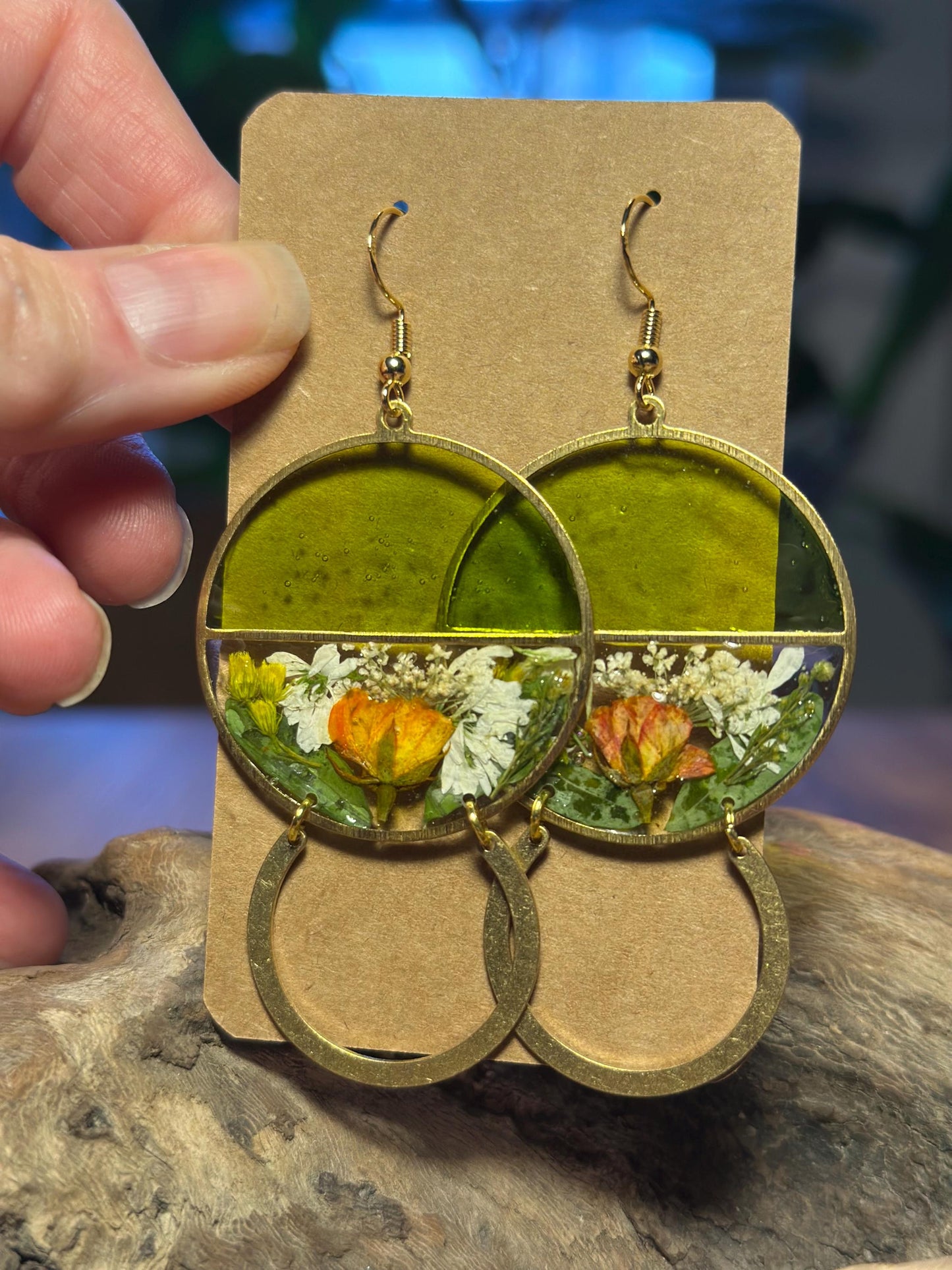 Resin and beaded earrings