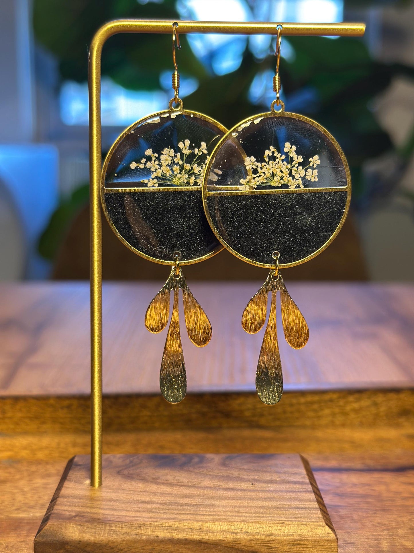 Resin and beaded earrings