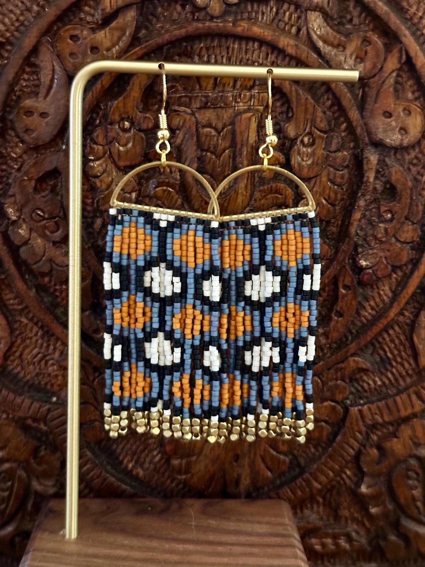 Hand-Beaded Fringe Earrings